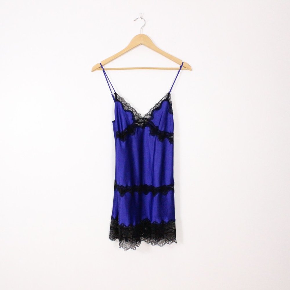 *Vintage Victorias Secret Blue & Black Lace Baby Doll